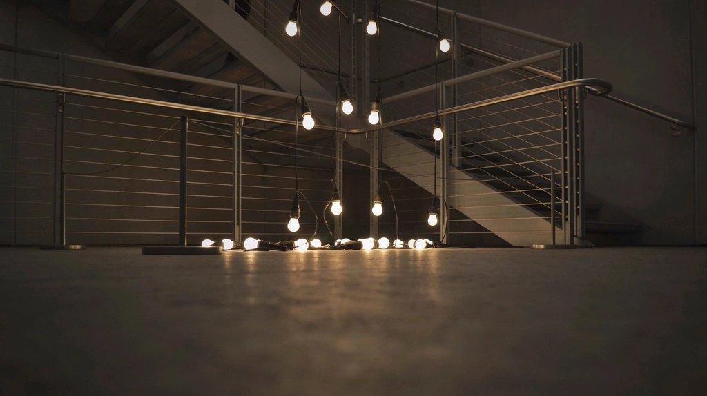 Espaço interior com pavimento contínuo escuro e acabamento liso